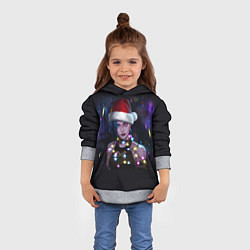 Толстовка-худи детская Джинкс в шапке Деда Мороза, цвет: 3D-меланж — фото 2
