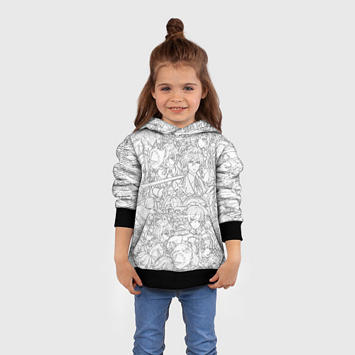 Детская толстовка ПЕРСОНАЖИ МАНГА ГЕНШИН ИМПАКТ / 3D-Черный – фото 4
