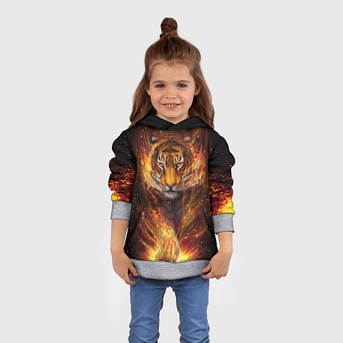Детская толстовка Огненный тигр Сила огня / 3D-Меланж – фото 4