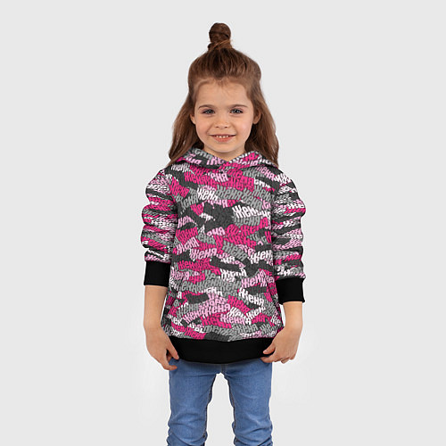 Детская толстовка Розовый именной камуфляж Женя / 3D-Черный – фото 4