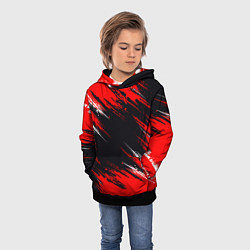 Толстовка-худи детская БЕЛО-КРАСНАЯ КРАСКА, цвет: 3D-черный — фото 2