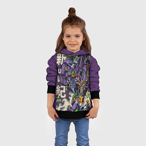 Детская толстовка Evangelion Eva-01 / 3D-Черный – фото 4