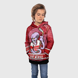 Толстовка-худи детская Детройт Ред Уингз, Detroit Red Wings Маскот, цвет: 3D-черный — фото 2