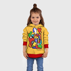 Толстовка-худи детская Girl with hearts, цвет: 3D-красный — фото 2