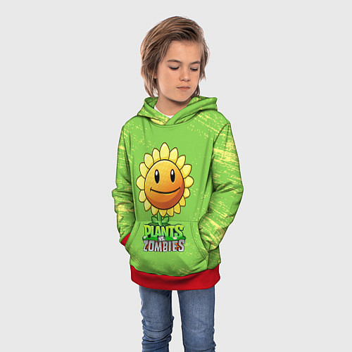 Детская толстовка Подсолнух Plants vs Zombies / 3D-Красный – фото 3