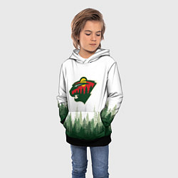 Толстовка-худи детская Minnesota Wild, Миннесота Уайлд Лес, цвет: 3D-черный — фото 2