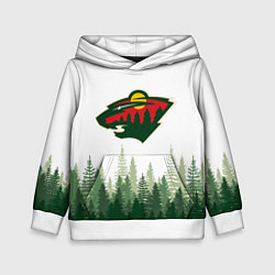 Толстовка-худи детская Minnesota Wild, Миннесота Уайлд Лес, цвет: 3D-белый