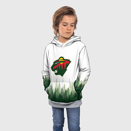 Детская толстовка Minnesota Wild, Миннесота Уайлд Лес / 3D-Меланж – фото 3