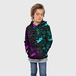 Толстовка-худи детская League Of Legends - Arcane неон логотипы, цвет: 3D-меланж — фото 2