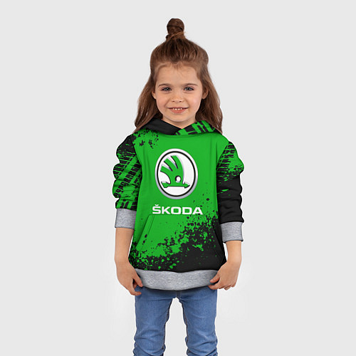 Детская толстовка Skoda следы от шин / 3D-Меланж – фото 4