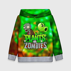 Толстовка-худи детская Plants vs Zombies горохострел и зомби, цвет: 3D-меланж