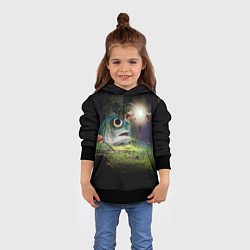 Толстовка-худи детская Рыба в лесу, цвет: 3D-черный — фото 2
