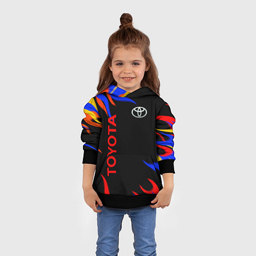 Детская толстовка Toyota Разноцветный огонь / 3D-Черный – фото 4