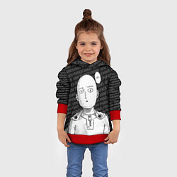 Толстовка-худи детская One Punch Man - Сайтама Ванпанчмен, цвет: 3D-красный — фото 2