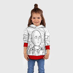 Толстовка-худи детская Ванпанчмен Сайтама - Saitama, цвет: 3D-красный — фото 2