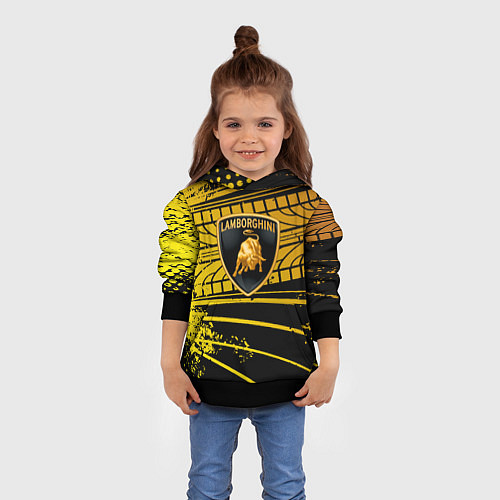Детская толстовка Lamborghini - Следы от шин / 3D-Черный – фото 4