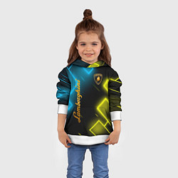 Толстовка-худи детская Lamborghini - Неоновые фигуры, цвет: 3D-белый — фото 2
