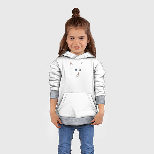 Детская толстовка Белый незаметный кот / 3D-Меланж – фото 4