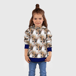 Толстовка-худи детская Маленький котенок паттерн, цвет: 3D-синий — фото 2