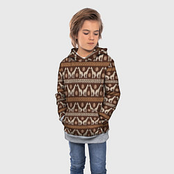 Толстовка-худи детская Жирафы Африка паттерн, цвет: 3D-меланж — фото 2