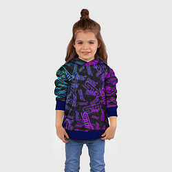Толстовка-худи детская STI NEON PATTERN, цвет: 3D-синий — фото 2