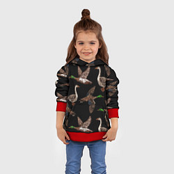 Толстовка-худи детская Утки паттерн, цвет: 3D-красный — фото 2