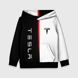 Толстовка-худи детская ТЕСЛА -TESLA КРАСНАЯ ЛИНИЯ МИНИМАЛИЗМ, цвет: 3D-черный