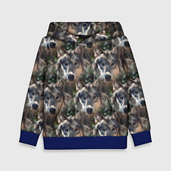 Толстовка-худи детская Волки клипарт wolfs, цвет: 3D-синий