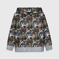 Толстовка-худи детская Волки клипарт wolfs, цвет: 3D-меланж