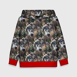 Толстовка-худи детская Волки клипарт wolfs, цвет: 3D-красный