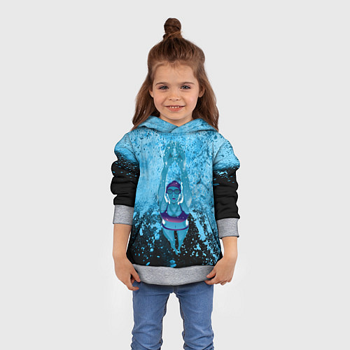 Детская толстовка Спортивное плавание Голубая вода / 3D-Меланж – фото 4
