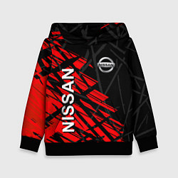 Толстовка-худи детская Nissan Ниссан Красно черный, цвет: 3D-черный