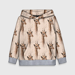 Толстовка-худи детская Голова жирафа паттерн, цвет: 3D-меланж