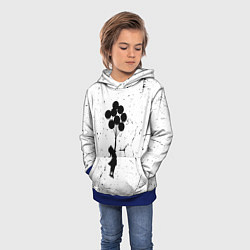 Толстовка-худи детская Banksy - Бэнкси девочка с воздушными шарами, цвет: 3D-синий — фото 2