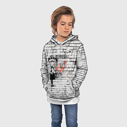Толстовка-худи детская Banksy Девочка в Противогазе Бэнкси, цвет: 3D-белый — фото 2