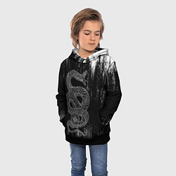 Толстовка-худи детская Snake Краски Змея ЧБ, цвет: 3D-черный — фото 2