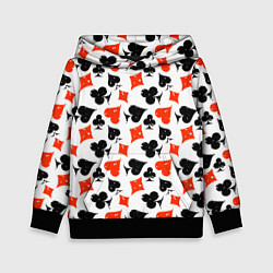 Толстовка-худи детская Пика, Черва, Крестя, Бубна, цвет: 3D-черный