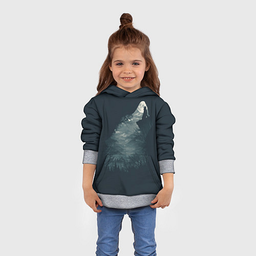 Детская толстовка Душа природы - волк / 3D-Меланж – фото 4