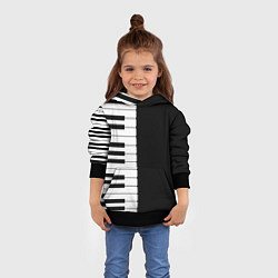 Толстовка-худи детская Черно-Белое Пианино Piano, цвет: 3D-черный — фото 2