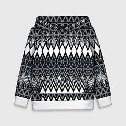 Толстовка-худи детская Белые ромбы, цвет: 3D-белый