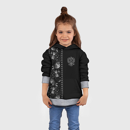 Детская толстовка ГЖЕЛЬ RUSSIA ЧБ / 3D-Меланж – фото 4