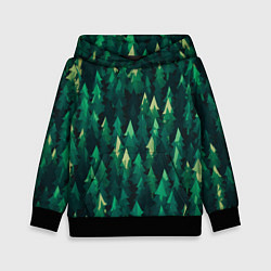 Толстовка-худи детская Еловый лес spruce forest, цвет: 3D-черный