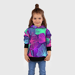 Толстовка-худи детская Neon color pattern Fashion 2023, цвет: 3D-черный — фото 2