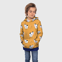 Толстовка-худи детская Веселые коровки с ведрами молока, цвет: 3D-синий — фото 2