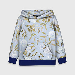 Толстовка-худи детская Цветы Золотые Листья, цвет: 3D-синий