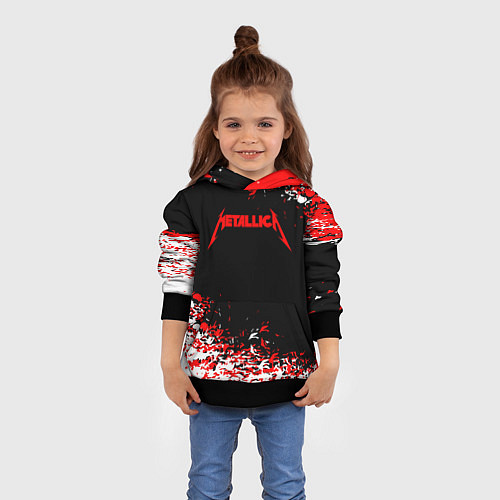 Детская толстовка Metallica текстура белая красная / 3D-Черный – фото 4
