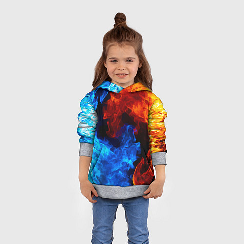 Детская толстовка Огонь - Вода Инь - Янь / 3D-Меланж – фото 4