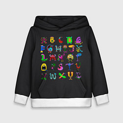 Толстовка-худи детская МУЛЬТЯШНЫЙ АЛФАВИТ, цвет: 3D-белый