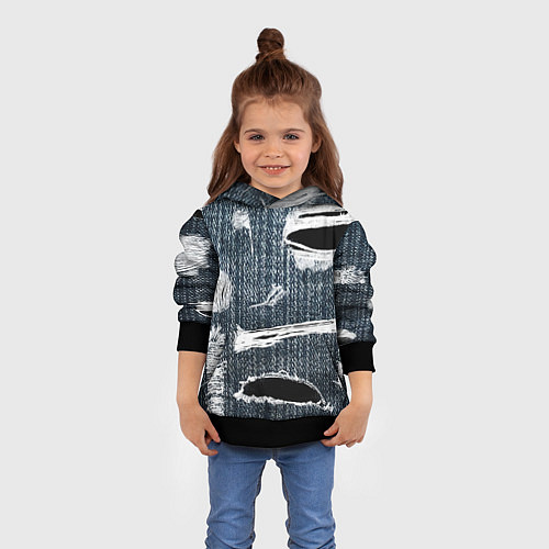 Детская толстовка Джинсовое рваньё Fashion trend / 3D-Черный – фото 4