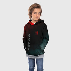 Толстовка-худи детская The witcher Волк Черные Молнии, цвет: 3D-меланж — фото 2